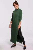 Дамска зелена дълга памучна туника с ефективен разрез