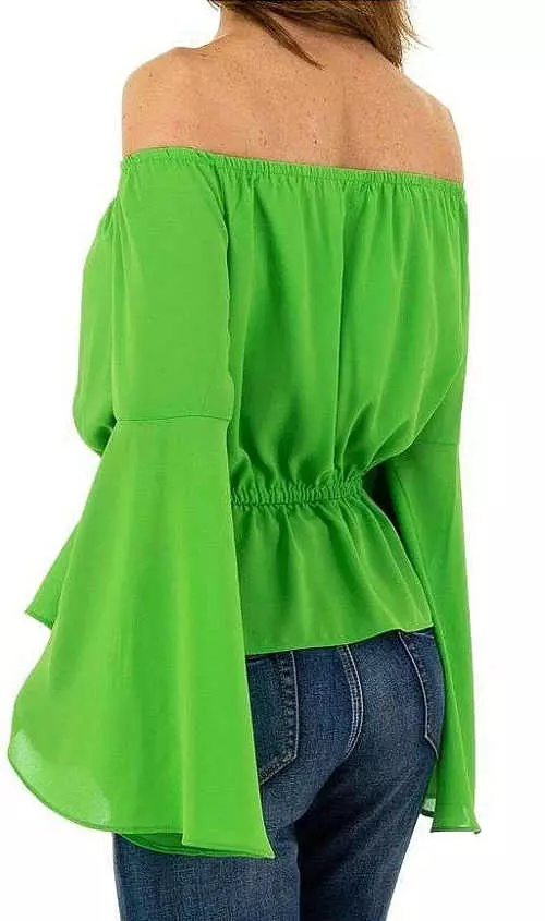 Зелена дамска блуза с широки ръкави тип 