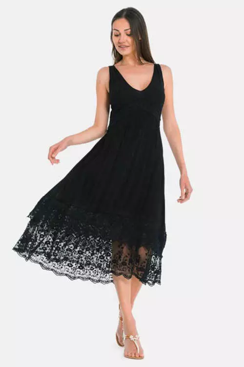 Едноцветна черна плажна рокля