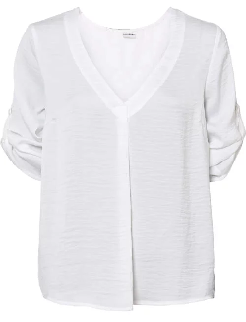 Бяла блуза туника с V-образно деколте